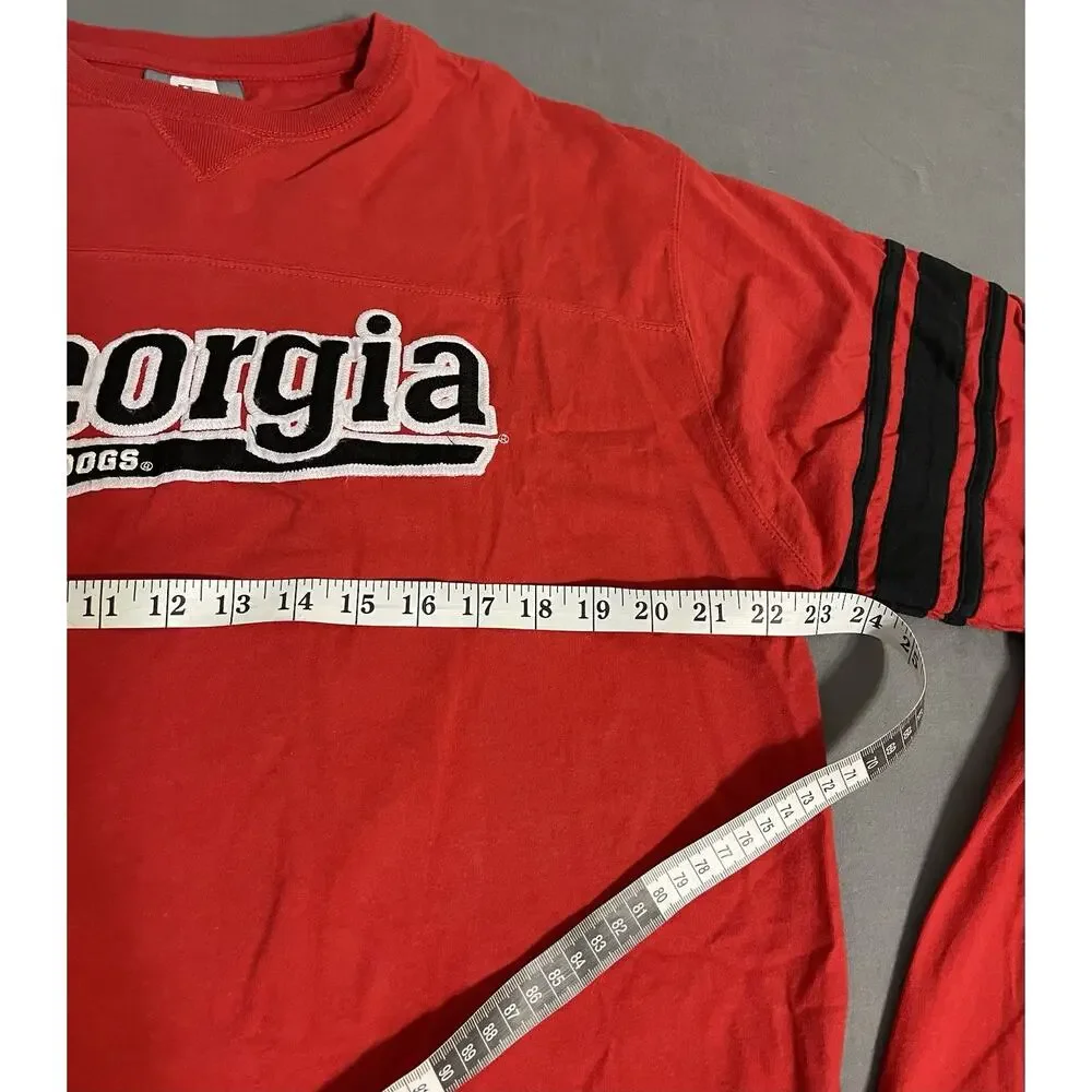 Georgia Bulldogs J. America Long Sleeve Shirt 2XL Red Black Stripes Excellent